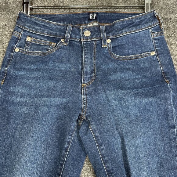 GAP Jeans Womens 28 Curvy True Skinny Cotton Stretch Medium Wash Distressed - Picture 3 of 9